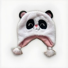 Girls Panda Winter Cap with Ear Flaps Fleece Lining