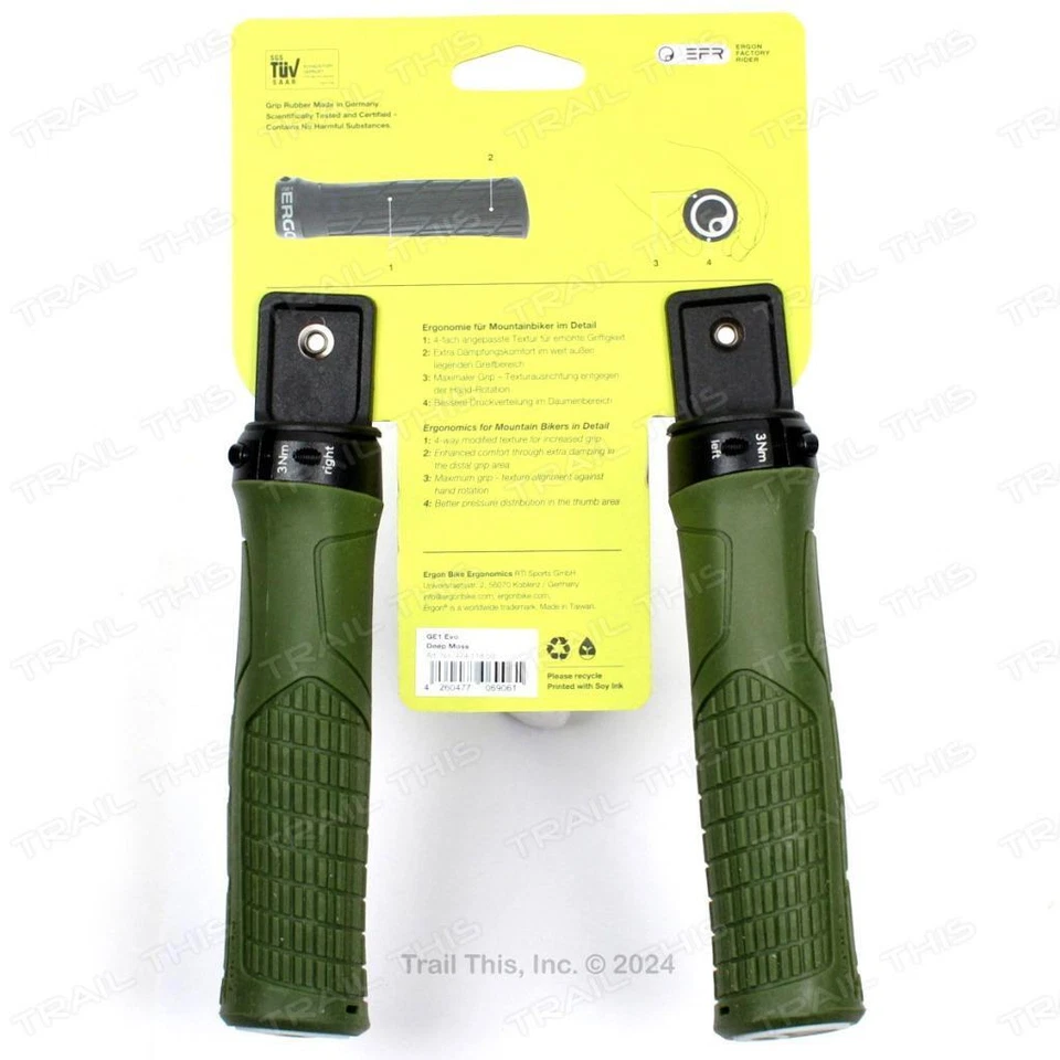 Guidão Ergon GE1 Evo grande trava apertos de bicicleta MTB bicicleta de enduro - Deep Moss - Imagem 2 de 3