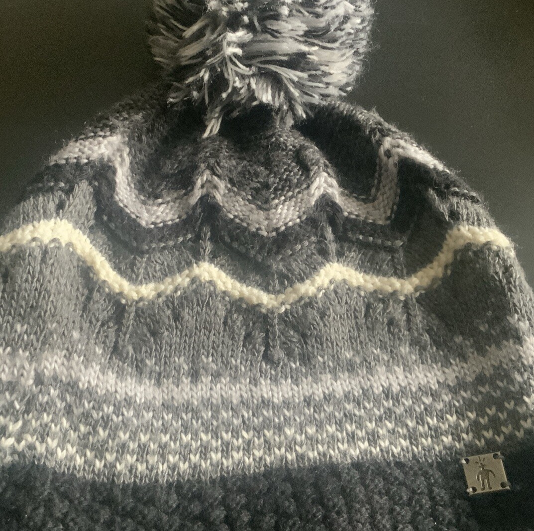 Smartwool Gray Black & White Striped Outdoor Knit Beanie Hat  display picture 1