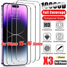 Tempered Glass Screen Protector For iPhone 16 15 14 13 12 11 Pro Max X XS XR lot