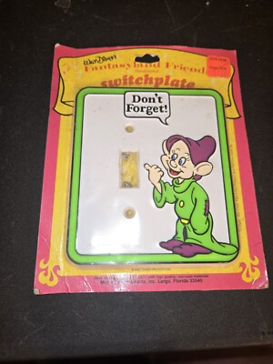 Vintage Walt Disney Productions Hand Painted Light Switch Covers - Dopey Dwarf