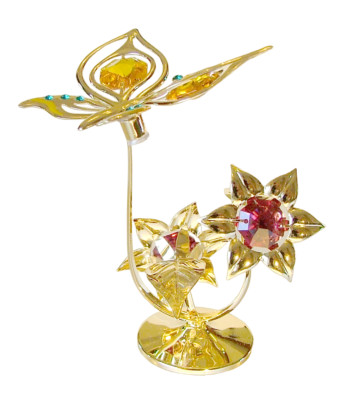 GOLD CRYSTOCRAFT FLOWER BUTTERFLY LUXURY FAVORS