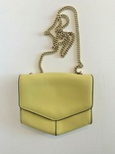 Sandro Paris Small Pale Yellow Leather Flap Crossbody Handbag Purse
