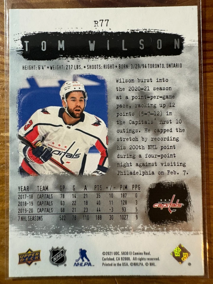 2020-21 SP Authentic Retro #R77 Tom Wilson - Image 2 of 2