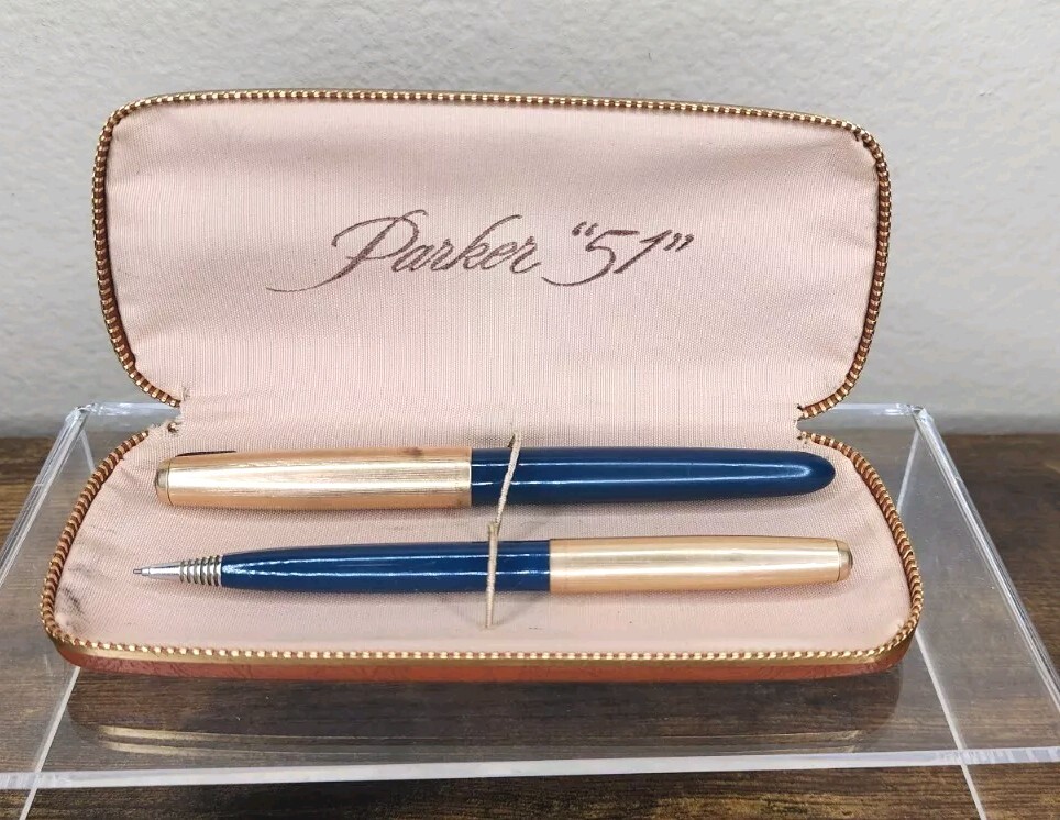 Vintage Parker 51 Aerometric Fountain Pen Pencil Set 1/10 12K gold