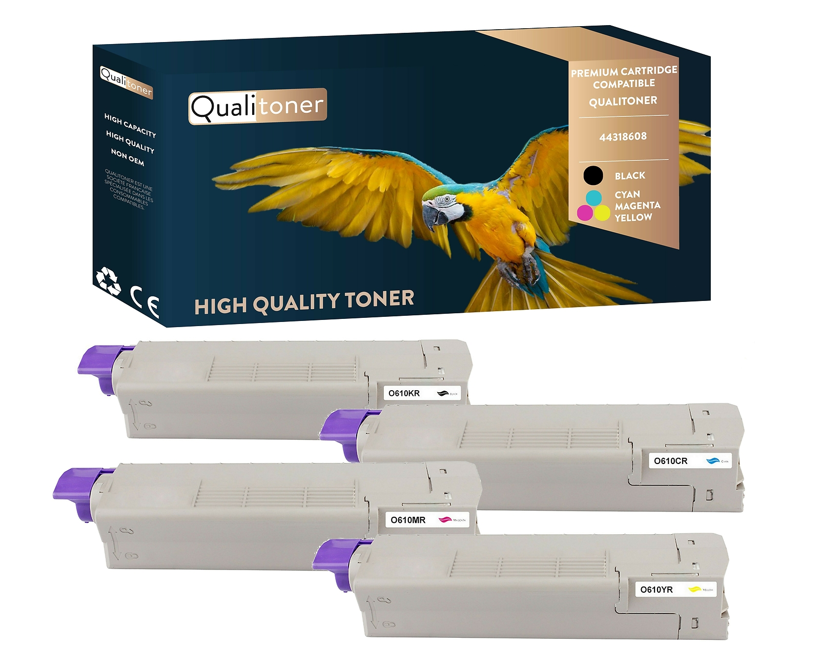 Toner 44318608 compatible OKI noir et couleur Qualitoner pour imprimante de bureau