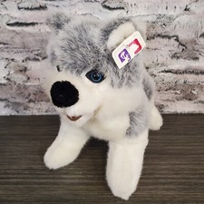 Siberian Husky Plush 10" Stuffed Animal Blue Eyes EUC