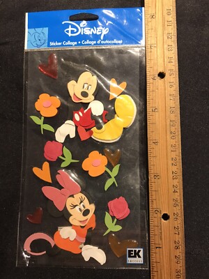 Disney MICKEY & MINNIE MOUSE in Love 3-D stickers magic kingdom 2004 NOS NIP