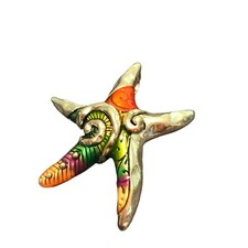 Colorful 2  Silver Starfish Pendant Necklace Ocean Theme