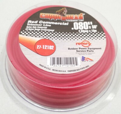 12102 Rotary Nylon Red Round Commercial Trimmer Line .080''x50' Loop
