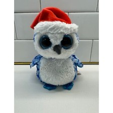 Ty Beanie Boos "Icicles" Owl 6 Inch Plush Blue And White Santa Hat 2014