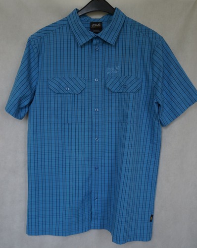Camicia da trekking outdoor attiva da uomo JACK WOLFSKIN a maniche corte taglia M blu medio - Foto 2 di 9