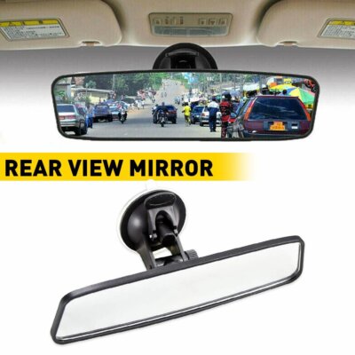 Car Interior Rear View Wide Mirror Flat Suction Cup Universal Angle Adjustable