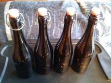 4pc lot Glass Bottle Amber EZ Cap Flip Cap Swing Top Home Brewing Beer Kombucha 
