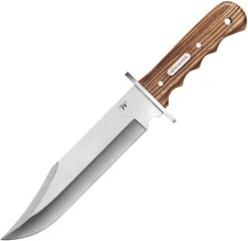 Winchester 14" overall Double Barrel Zebra Wood Bowie Knife + Sheath 