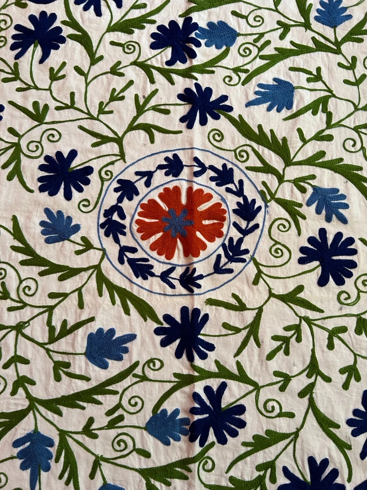Cotton suzani bedspread woolen embroidered for bed , tablecloth, wall hanging - Image 4 of 4