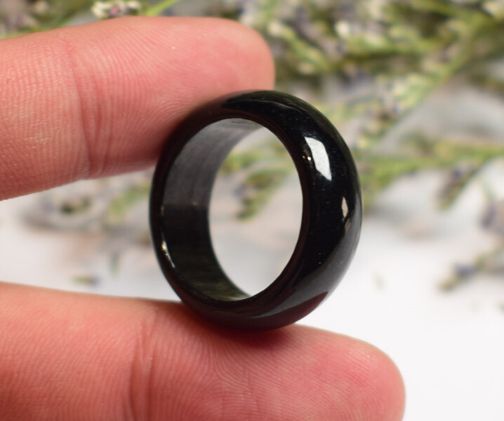 Certified Black Green Burma Natural A JADE Jadeite RING USA