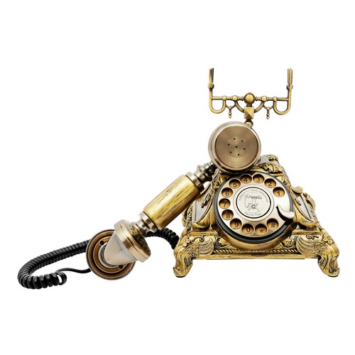 Antyczny telefon Styl europejski Staromodna obrotowa tarcza Telefon Biurko Dekoracja - Zdjęcie 16 z 18