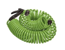 New Orbit Green Coil Hose with 8-Pattern Nozzle, 3/8" Dia. x 25ft  Free US Ship