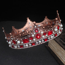 Women New Baroque Large Crystal Floral Crown Queens Tiaras Wedding Hair Jewelry