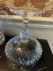 2 PC Cut Crystal Clear Stemmed Stem Covered Candy Dish w/ LID Glass — photo 7