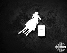 Barrel Racing Silhouette Decal, Vinyl Die Cut Window Sticker, 100% Made In USA