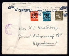 FINLAND 1943 DENMARK WARTIME CENSORED WITH LABELS & MARKINGS