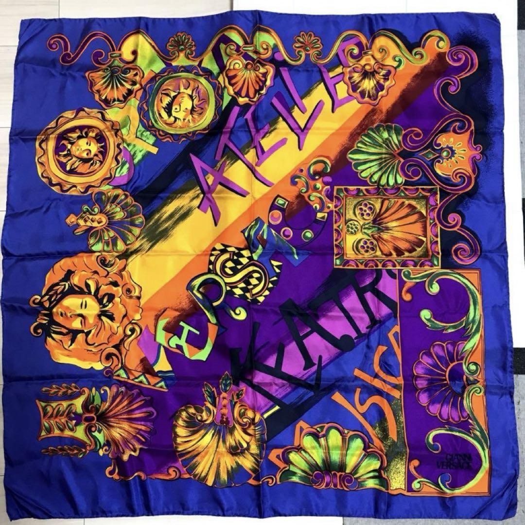 Gianni Versace Scarf Stole Blue Multicolor Silk 100% Accessory