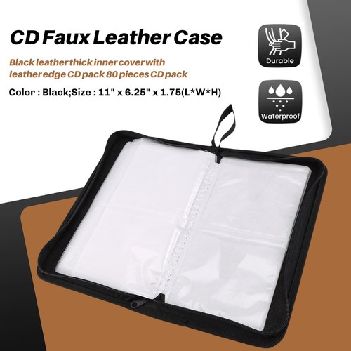 80 VCD DVD CD Faux Leather Case Storage Holder Organizer Black I7R22737 - Afbeelding 8 van 8