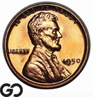 1950 Lincoln Cent Wheat Penny, Lustrous Solid Gem BU++