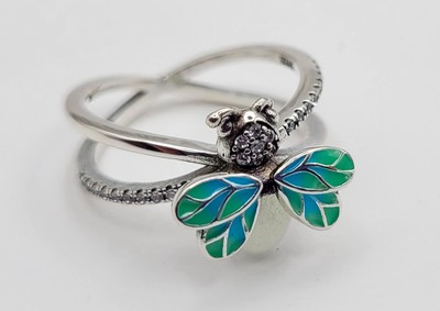 925 Sterling Silber Ring Glow In The Dark Glühwürmchen Größe 7