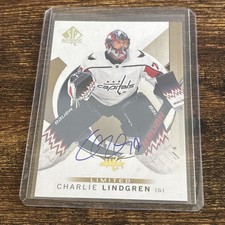 2024-25 SP Authentic #64 Charlie Lindgren On card Auto Limited Gold Capitals