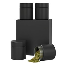 Smell Proof Containers 4 Oz, Air Tight UV Resistant Glass Herb Storage Jars, 4