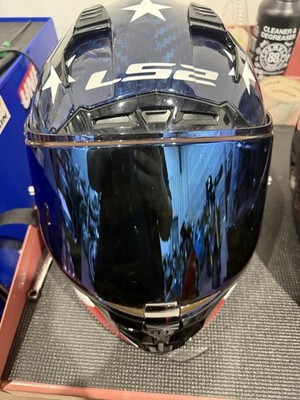 Ls2 Carbon Fiber Full Face Helmet American Flag With Tinted Visor