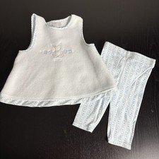 Vintage 90s CARTERS Baby Girl 3-6M White Bunny Top Floral Leggings Outfit Set