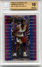 1996-97 STADIUM CLUB FINEST MEMBERS ONLY 55 ALLEN IVERSON BGS 10 PRISTINE POP 3