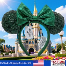 Disney-Parks Ears Emerald Green Sequins Minnie Mouse Headband US Stock
