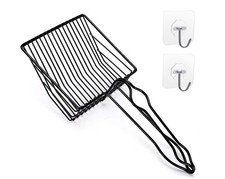 QUALIALL Metal Cat Litter Scoop, Fast Kitty Box Pooper 13 6 3.5", Black