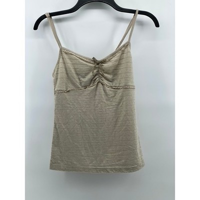 MANGO BASICS Women's Beige V-Neck Spaghetti Strap Casual Tank Top SZ XS