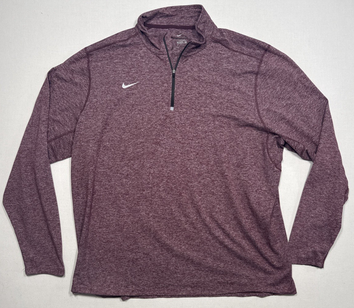 Nike Running Dri-Fit 1/4 Cremallera Pullover Granate Manga Larga Atlético Para Hombre XXL