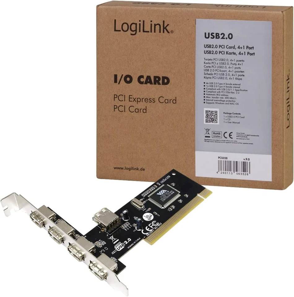 LogiLink USB 2.0 PCI Add-on Card 4+1 Port - Imagen 3 de 4