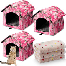 3 Set Waterproof Stray Cats Shelter Cat Houses for Outdoor Winter Warm Foldable