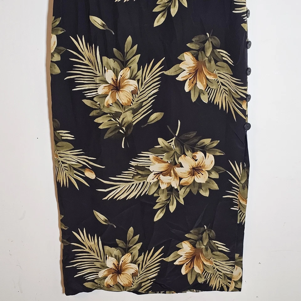 Maggy London Dress Womens 8 Silk Floral Midi Short Sleeve Button Slit Lined - Image 3 of 4