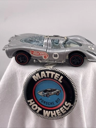 Hot Wheels Redline Car 1969 Grey Porsche 917 W/Button Hong Kong All Original #15