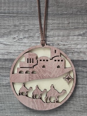 4'' Wood Nativity Christmas Ornament Laser Cut Three Kings Bethlehem Star 