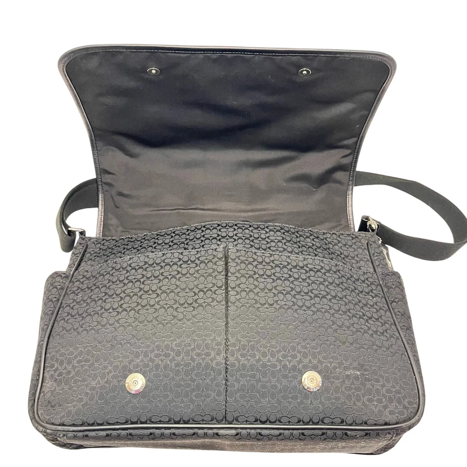 Coach черный подпись нейлона сумка-планшет / портфель с кожаной отделкой - Изображение 4 из 4