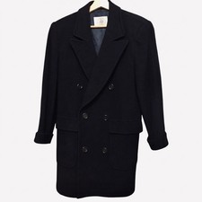 J.PRESS Men's Navy Polo Coat S Wool Peak Lapel Excellent Condition From Japan