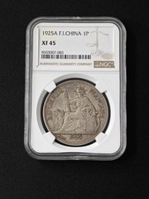 1925A F.I.China 1P Piastre NGC XF 45 Silver Coin UNC #083