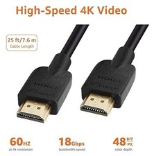 AmazonBasics 25FT (7.6 M) High-Speed 4K Ultra HD HDMI 2.0 Cable Black SHIPS ASAP