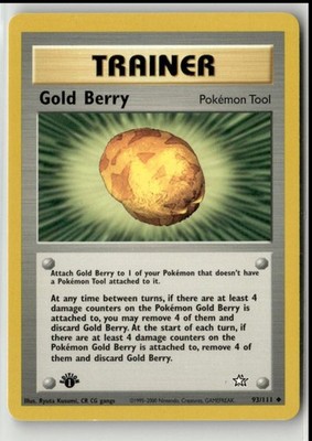 2000 Pokemon Neo - Genesis Vintage 1st Edition - Trainer Gold Berry #93/111